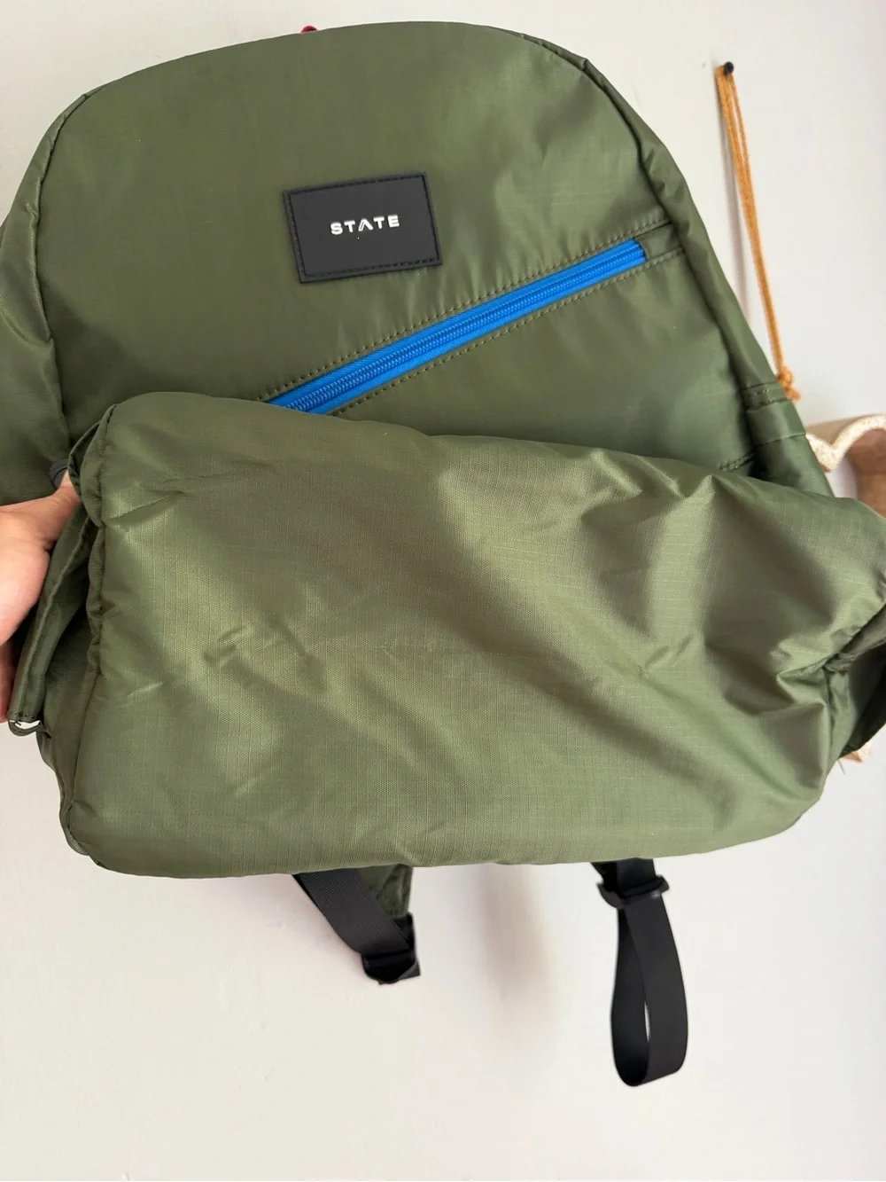 STATE Ripstop Kane Kids Travel Olive Diagonal Zipper Backpack